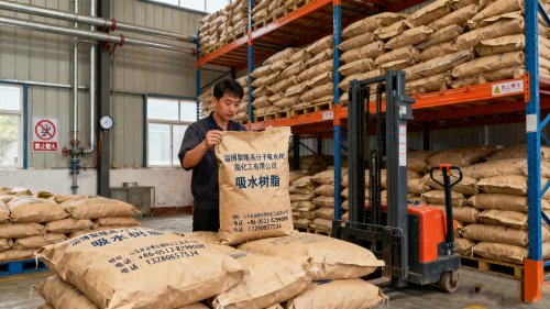 工厂厂区吸水树脂80-120目产品装车实拍