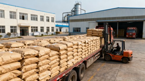 吸水树脂猫砂原料工厂装车发货现场