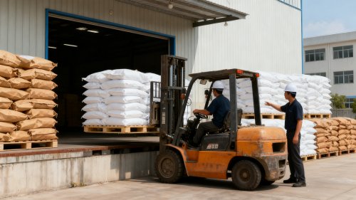 工厂仓库吸水树脂装车准备发货