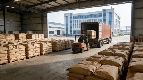 吸水树脂颗粒整齐堆放