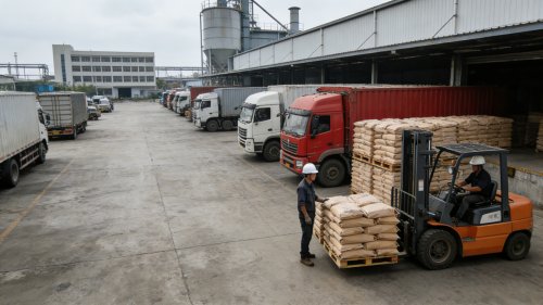 装车后的煤矿吸水树脂产品