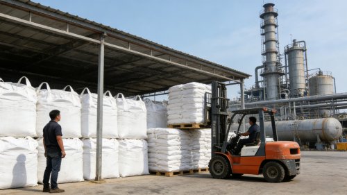 舟山吸水树脂厂生产车间成品装车