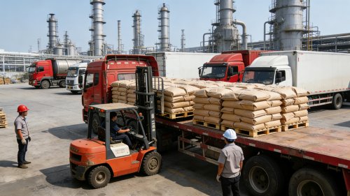 淄博聚隆高分子吸水树脂化工有限公司厂区产品装车现场