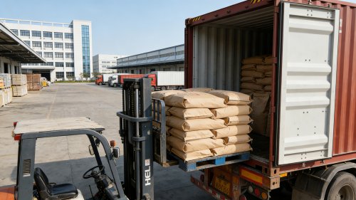 淄博聚隆高分子吸水树脂工厂产品装车中