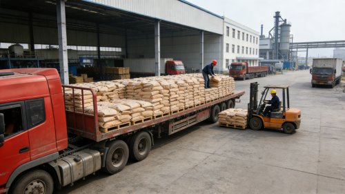 高性能婴儿尿裤吸水树脂出厂装车现场