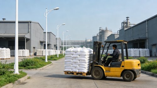 淄博聚隆高分子吸水树脂厂区装车操作现场