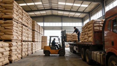 工厂装车现场展示超吸水树脂SAP产品高效保水性能