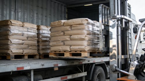 颗粒吸水树脂工厂装车发货现场整车装运准备出库