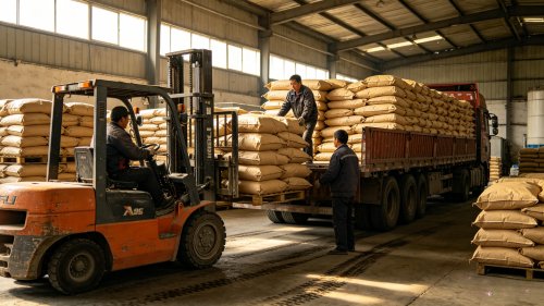 SAP吸水树脂聚丙烯酸钠型白色颗粒工厂厂区装车粒径20至50目用于纸尿裤芯体吸水倍率50倍以上